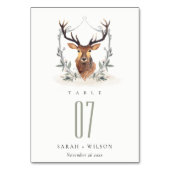 Elegantes Niedliches Dusky Deer Floral Wappen Hoch Tischnummer (Vorderseite)