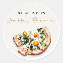 Elegantes Niedliches Ei Basil Pizza Brautparty Par Runder Aufkleber