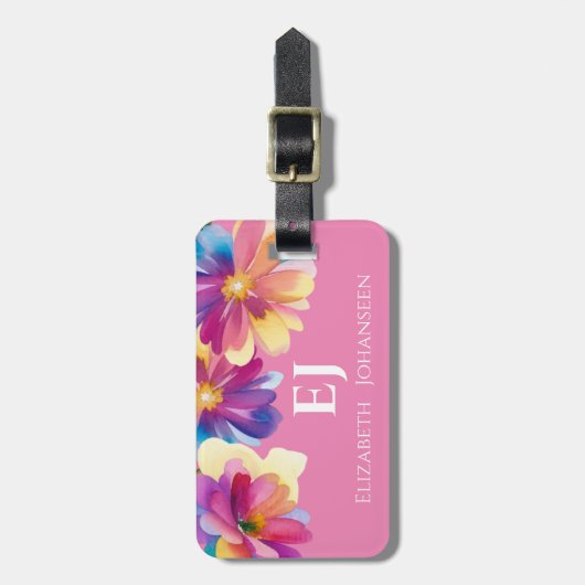 Elegantes Niedliches farbiges Monogramm Gepäckanhänger (Vorderseite vertikal)