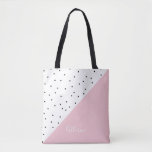 Elegantes niedliches geometrisches Schwarz-Punkte  Tasche<br><div class="desc">Girly Kombination aus schwarzen Polka-Punkte und pastellrosa.</div>