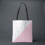Elegantes niedliches geometrisches Schwarz-Punkte  Tasche<br><div class="desc">Girly Kombination aus schwarzen Polka-Punkte und pastellrosa.</div>