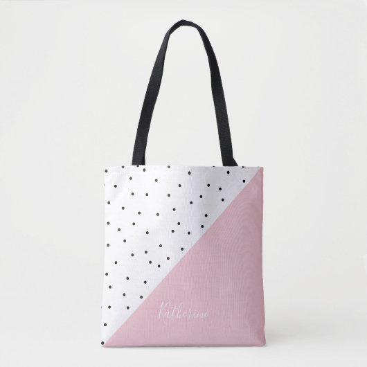 Elegantes niedliches geometrisches Schwarz-Punkte Tasche (Vorderseite)