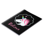 elegantes niedliches glauben an Unicorns emoji Notizblock (Linke Seite)
