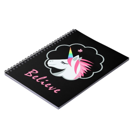 elegantes niedliches glauben an Unicorns emoji Notizblock (Linke Seite)