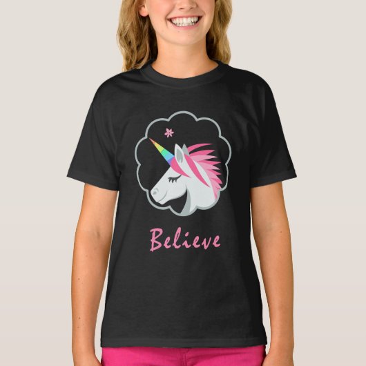elegantes niedliches glauben an Unicorns emoji T-Shirt (Vorderseite)
