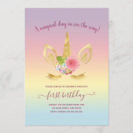 Elegantes niedliches Gold zum ersten Geburtstag Gl Einladung