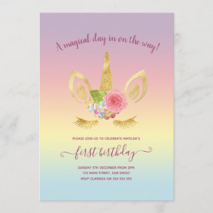 Elegantes niedliches Gold zum ersten Geburtstag Gl Einladung