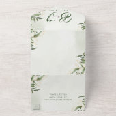 Elegantes Niedliches Green Foliage Monogram Foto W All In One Einladung (Außenbereich)