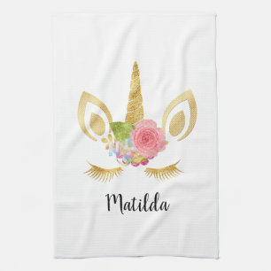 Elegantes niedliches hübsches Blumengold Glitzer  Geschirrtuch