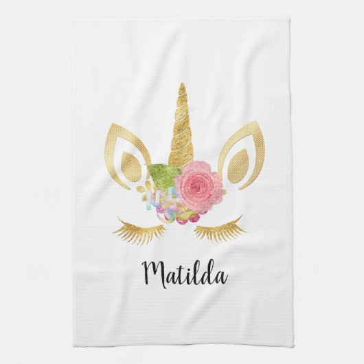 Elegantes niedliches hübsches Blumengold Glitzer U Geschirrtuch (Vertikal)