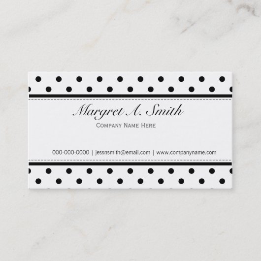 Elegantes, niedliches, klassisches B&W-Polka-Gesch Visitenkarte (Vorderseite)