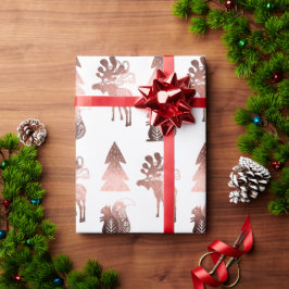 Elegantes niedliches Kupfergold-Rose Weihnachtsmus Geschenkpapier