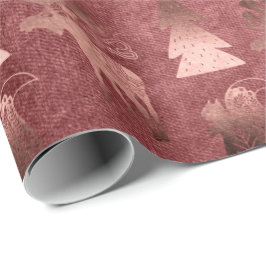 Elegantes niedliches Kupfergold-Rose Weihnachtsmus Geschenkpapier