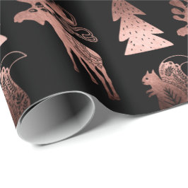 Elegantes niedliches Kupfergold-Rose Weihnachtsmus Geschenkpapier