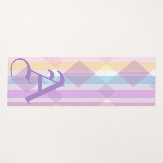 Elegantes Niedliches Pastellrosa Lila Farbmonogram Yogamatte (Vorderseite (Horizontal))