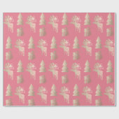 Elegantes niedliches Rose-Weihnachtsmuster Geschenkpapier (Flach)