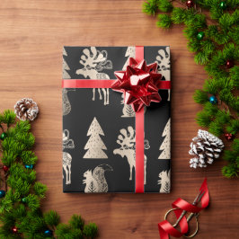 Elegantes niedliches Rose-Weihnachtsmuster Geschenkpapier