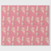 Elegantes niedliches Rose-Weihnachtsmuster Geschenkpapier (Flach)