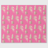 Elegantes niedliches Rose-Weihnachtsmuster Geschenkpapier (Flach)