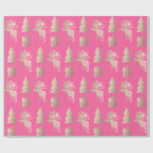 Elegantes niedliches Rose-Weihnachtsmuster Geschenkpapier (Flach)