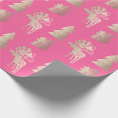 Elegantes niedliches Rose-Weihnachtsmuster Geschenkpapier (Ecke)