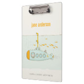 Elegantes Niedliches U-Boot-Fischmonogramm Klemmbrett (Links)