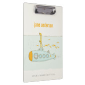 Elegantes Niedliches U-Boot-Fischmonogramm Klemmbrett (Rechts)