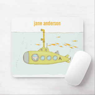 Elegantes Niedliches U-Boot-Fischmonogramm Mousepad