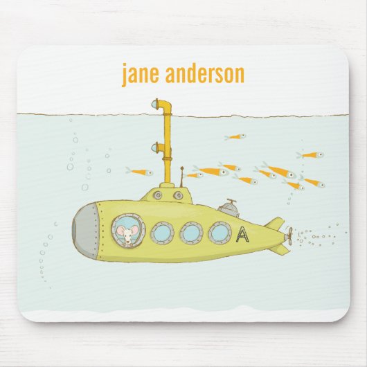 Elegantes Niedliches U-Boot-Fischmonogramm Mousepad (Vorne)