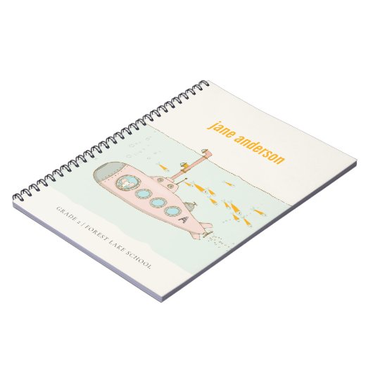 Elegantes Niedliches U-Boot-Fischmonogramm Notizblock (Linke Seite)