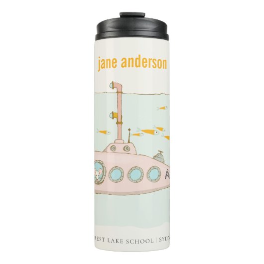 Elegantes Niedliches U-Boot-Fischmonogramm Thermosbecher (Vorderseite)