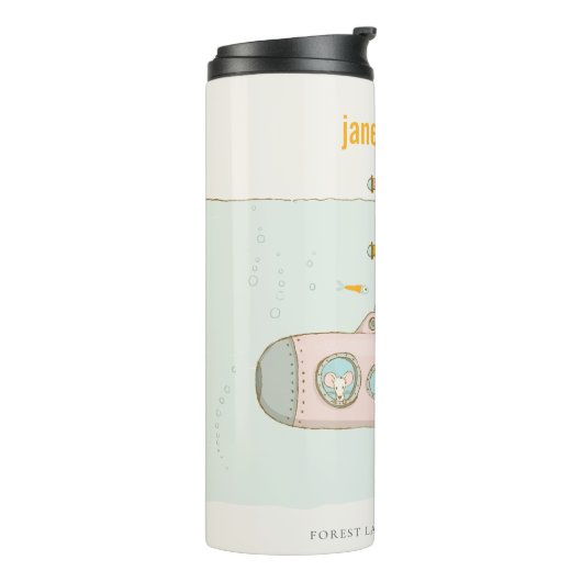 Elegantes Niedliches U-Boot-Fischmonogramm Thermosbecher (Nach links gedreht)