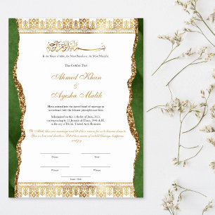 Elegantes Nikkah-Zertifikat Muslimische Islamische Poster