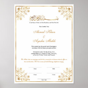 Elegantes Nikkah-Zertifikat Muslimische Islamische Poster