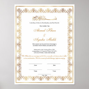 Elegantes Nikkah-Zertifikat Muslimische Islamische Poster