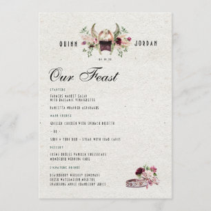 Elegantes norwegisches Wikinger-Hochzeitsmenü Menükarte
