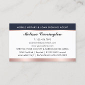 Elegantes Notar-Darlehen Unterzeichnung Agent Rose Visitenkarte (Rückseite)