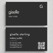 Elegantes Notar Public Black QR Code Monogramm Visitenkarte