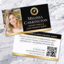 Elegantes Notar Public Foto QR Code Gold Black