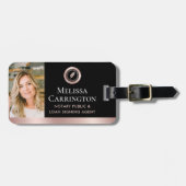 Elegantes Notar Public Foto Rosa Rose Gold Schwarz Gepäckanhänger (Vorderseite horizontal)
