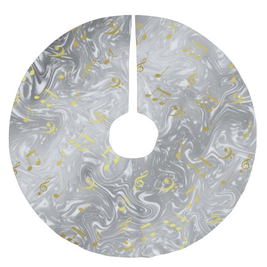 elegantes Notenmuster Polyester Weihnachtsbaumdecke (Vorderseite)