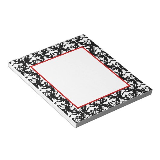 Elegantes Notepad, rot und schwarz Damask Notizblock (angewinkelt)