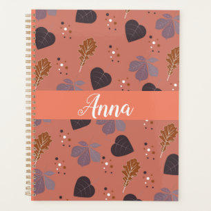 Elegantes Notizbuch mit personalisierten Herbstblä Planer