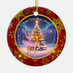 Elegantes Nussknacker-Ballett-Weihnachts-Ballerina Keramik Ornament