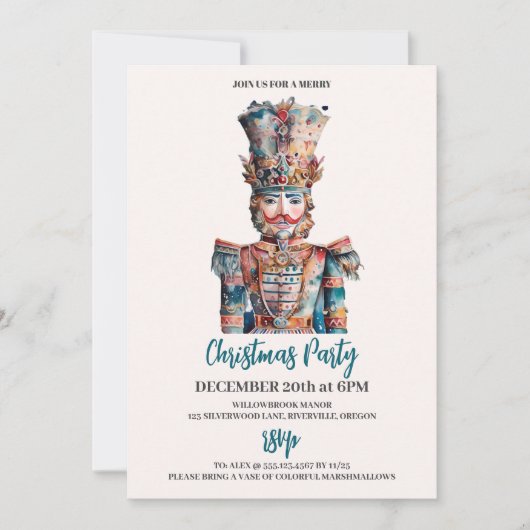 Elegantes Nutcracker Weihnachtsfest Party Einladung (Vorderseite)