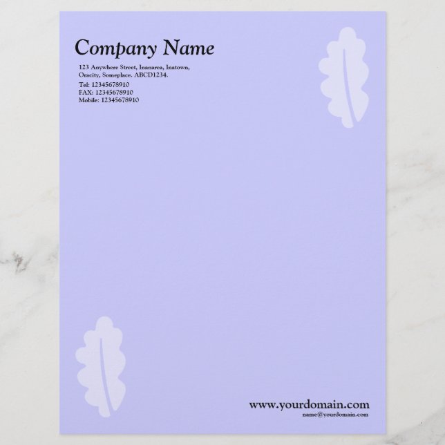 Elegantes Oak Leaf - Light Blue Briefkopf (Vorderseite)