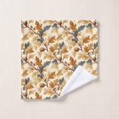 Elegantes Oak Leaf & Pinecone Herbstmuster Badhandtuch Set (Waschlappen)