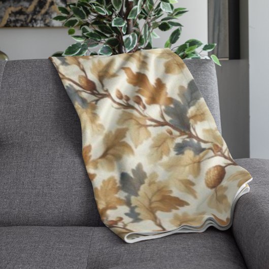 Elegantes Oak Leaf & Pinecone Herbstmuster Fleecedecke