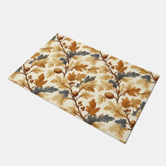 Elegantes Oak Leaf & Pinecone Herbstmuster Fußmatte (Schrägansicht)