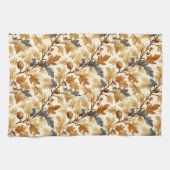 Elegantes Oak Leaf & Pinecone Herbstmuster Geschirrtuch (Horizontal)